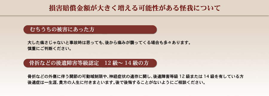 損害賠償金額が大きく増える可能性がある怪我について