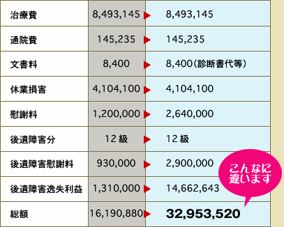 賠償額詳細表