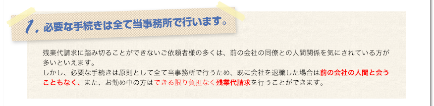 1.必要な手続きは全て当事務所で行います。
